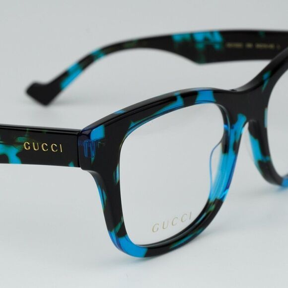 NEW Gucci GG1332O 006 Spotted Black Turquoise Havana Square Men Eyeglasses - Picture 6 of 11